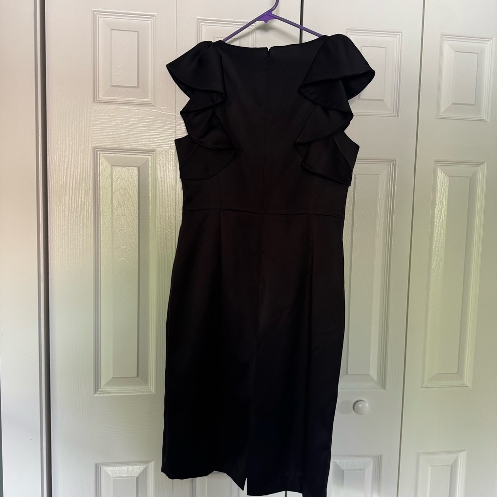 ANTONIO MELANI Black Ruffle-Sleeve Midi Dress